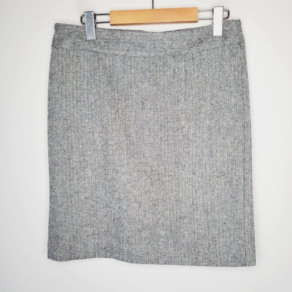 Banana Republic Pencil Skirt Herringbone Preppy Lady-like Career Wool Grey 4 - Picture 2 of 10